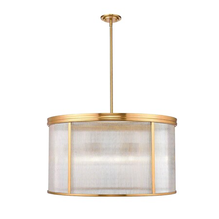 Z-Lite Carnaby Chandelier, 9-Light, 32.25 In.W x 18 In.H, Modern Gold/Clear Ribbed 7504P32-MGLD